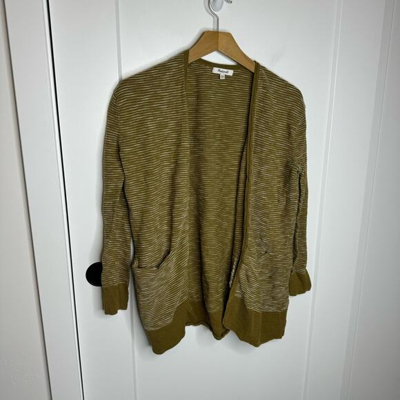 Madewell Ryder Summer Olive Striped Open Front Cardigan Sweater Size XXS - Picture 2 of 7